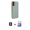 MARSİLYAN™- iPhone 16 Kılıf Yankı Serisi - Siyah Bilvis 5in1 5D Magic Hayalet Cam Ekran Koruyucu + PVD Metal Kamera Lens - PE