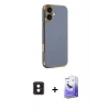 MARSİLYAN™- iPhone 16 Kılıf Yankı Serisi - Siyah Bilvis 5in1 5D Magic Hayalet Cam Ekran Koruyucu + PVD Metal Kamera Lens - PE