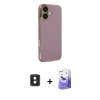 MARSİLYAN™- iPhone 16 Kılıf Yankı Serisi - Siyah Bilvis 5in1 5D Magic Hayalet Cam Ekran Koruyucu + PVD Metal Kamera Lens - PE
