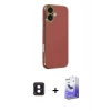 MARSİLYAN™- iPhone 16 Kılıf Yankı Serisi - Siyah Bilvis 5in1 5D Magic Hayalet Cam Ekran Koruyucu + PVD Metal Kamera Lens - PE