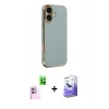 MARSİLYAN™- iPhone 16 Kılıf Yankı Serisi - Siyah Bilvis 5in1 5D Magic Hayalet Cam Ekran Koruyucu + Raze Metal Kamera Lens - PE