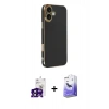 MARSİLYAN™- iPhone 16 Kılıf Yankı Serisi - Siyah Bilvis 5in1 5D Magic Hayalet Cam Ekran Koruyucu + Bilvis Titan Kamera Lens - SH