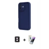 MARSİLYAN™- iPhone 16 Kılıf Yankı Yansıma Özel Seri - Şeffaf Pasifik Cam Ekran Koruyucu + PVD Metal Kamera Lens - PE