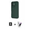 MARSİLYAN™- iPhone 16 Kılıf Yankı Yansıma Özel Seri - Şeffaf Pasifik Cam Ekran Koruyucu + PVD Metal Kamera Lens - PE