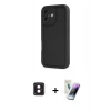 MARSİLYAN™- iPhone 16 Kılıf Yankı Yansıma Özel Seri - Şeffaf Pasifik Cam Ekran Koruyucu + PVD Metal Kamera Lens - PE