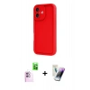 MARSİLYAN™- iPhone 16 Kılıf Yankı Yansıma Özel Seri - Şeffaf Pasifik Cam Ekran Koruyucu + Pembe Raze Metal Kamera Lens