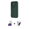 MARSİLYAN™- iPhone 16 Kılıf Yankı Yansıma Özel Seri - Şeffaf Pasifik Cam Ekran Koruyucu + Yeşil Bilvis Titan Kamera Lens