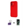 MARSİLYAN™- iPhone 16 Kılıf Yankı Yansıma Özel Seri - Siyah 360 Mat Full Body Arka Koruyucu + Bilvis Titan Kamera Lens - PE