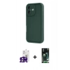 MARSİLYAN™- iPhone 16 Kılıf Yankı Yansıma Özel Seri - Siyah 360 Mat Full Body Arka Koruyucu + Bilvis Titan Kamera Lens - PE