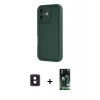 MARSİLYAN™- iPhone 16 Kılıf Yankı Yansıma Özel Seri - Siyah 360 Mat Full Body Arka Koruyucu + PVD Metal Kamera Lens - PE