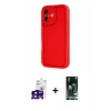 MARSİLYAN™- iPhone 16 Kılıf Yankı Yansıma Özel Seri - Siyah 360 Mat Full Body Arka Koruyucu + Bilvis Titan Kamera Lens - SH