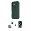 MARSİLYAN™- iPhone 16 Kılıf Yankı Yansıma Özel Seri - Siyah 360 Mat Full Body Arka Koruyucu + Raze Metal Kamera Lens - SH
