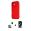 MARSİLYAN™- iPhone 16 Kılıf Yankı Yansıma Özel Seri - Siyah 360 Mat Full Body Arka Koruyucu + Raze Metal Kamera Lens - SH