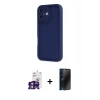 MARSİLYAN™- iPhone 16 Kılıf Yankı Yansıma Özel Seri - Siyah 3D Antistatik Hayalet Cam Ekran Koruyucu + Bilvis Titan Kamera Lens - YL