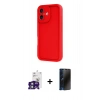 MARSİLYAN™- iPhone 16 Kılıf Yankı Yansıma Özel Seri - Siyah 3D Antistatik Hayalet Cam Ekran Koruyucu + Bilvis Titan Kamera Lens - YL