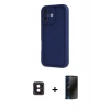 MARSİLYAN™- iPhone 16 Kılıf Yankı Yansıma Özel Seri - Siyah 3D Antistatik Hayalet Cam Ekran Koruyucu + PVD Metal Kamera Lens - PE