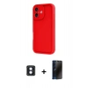 MARSİLYAN™- iPhone 16 Kılıf Yankı Yansıma Özel Seri - Siyah 3D Antistatik Hayalet Cam Ekran Koruyucu + PVD Metal Kamera Lens - MI