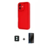MARSİLYAN™- iPhone 16 Kılıf Yankı Yansıma Özel Seri - Siyah 3D Antistatik Hayalet Cam Ekran Koruyucu + PVD Metal Kamera Lens - YL