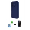 MARSİLYAN™- iPhone 16 Kılıf Yankı Yansıma Özel Seri - Siyah 3D Antistatik Hayalet Cam Ekran Koruyucu + Raze Metal Kamera Lens - LT