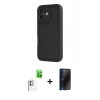 MARSİLYAN™- iPhone 16 Kılıf Yankı Yansıma Özel Seri - Siyah 3D Antistatik Hayalet Cam Ekran Koruyucu + Raze Metal Kamera Lens - BZ
