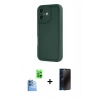 MARSİLYAN™- iPhone 16 Kılıf Yankı Yansıma Özel Seri - Siyah 3D Antistatik Hayalet Cam Ekran Koruyucu + Raze Metal Kamera Lens - LT