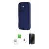 MARSİLYAN™- iPhone 16 Kılıf Yankı Yansıma Özel Seri - Siyah 3D Antistatik Hayalet Cam Ekran Koruyucu + Raze Metal Kamera Lens - BZ