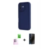 MARSİLYAN™- iPhone 16 Kılıf Yankı Yansıma Özel Seri - Siyah 3D Antistatik Hayalet Cam Ekran Koruyucu + Raze Metal Kamera Lens - PE