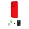MARSİLYAN™- iPhone 16 Kılıf Yankı Yansıma Özel Seri - Siyah 3D Antistatik Hayalet Cam Ekran Koruyucu + Raze Metal Kamera Lens - BZ