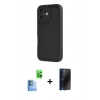 MARSİLYAN™- iPhone 16 Kılıf Yankı Yansıma Özel Seri - Siyah 3D Antistatik Hayalet Cam Ekran Koruyucu + Raze Metal Kamera Lens - LT