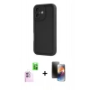 MARSİLYAN™- iPhone 16 Kılıf Yankı Yansıma Özel Seri - Siyah 3D Antistatik Mat Seramik Nano Ekran Koruyucu + Raze Metal Kamera Lens - PE