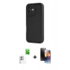 MARSİLYAN™- iPhone 16 Kılıf Yankı Yansıma Özel Seri - Siyah 3D Antistatik Mat Seramik Nano Ekran Koruyucu + Beyaz Raze Metal Kamera Lens