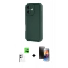 MARSİLYAN™- iPhone 16 Kılıf Yankı Yansıma Özel Seri - Siyah 3D Antistatik Mat Seramik Nano Ekran Koruyucu + Beyaz Raze Metal Kamera Lens