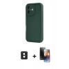 MARSİLYAN™- iPhone 16 Kılıf Yankı Yansıma Özel Seri - Siyah 3D Antistatik Mat Seramik Nano Ekran Koruyucu + PVD Metal Kamera Lens - PE