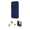MARSİLYAN™- iPhone 16 Kılıf Yankı Yansıma Özel Seri - Siyah 3D Antistatik Mat Seramik Nano Ekran Koruyucu + Beyaz Raze Metal Kamera Lens