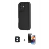 MARSİLYAN™- iPhone 16 Kılıf Yankı Yansıma Özel Seri - Siyah 3D Antistatik Mat Seramik Nano Ekran Koruyucu + PVD Metal Kamera Lens - MI