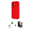 MARSİLYAN™- iPhone 16 Kılıf Yankı Yansıma Özel Seri - Siyah 3D Antistatik Mat Seramik Nano Ekran Koruyucu + Beyaz Raze Metal Kamera Lens