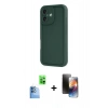 MARSİLYAN™- iPhone 16 Kılıf Yankı Yansıma Özel Seri - Siyah 3D Antistatik Mat Seramik Nano Ekran Koruyucu + Raze Metal Kamera Lens - LT