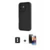 MARSİLYAN™- iPhone 16 Kılıf Yankı Yansıma Özel Seri - Siyah 3D Antistatik Mat Seramik Nano Ekran Koruyucu + PVD Metal Kamera Lens - PE