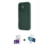 MARSİLYAN™- iPhone 16 Kılıf Yankı Yansıma Özel Seri - Siyah 3D Antistatik Seramik Nano Ekran Koruyucu + Bilvis Titan Kamera Lens - GS