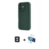MARSİLYAN™- iPhone 16 Kılıf Yankı Yansıma Özel Seri - Siyah 3D Antistatik Seramik Nano Ekran Koruyucu + PVD Metal Kamera Lens - PE