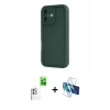 MARSİLYAN™- iPhone 16 Kılıf Yankı Yansıma Özel Seri - Siyah 3D Antistatik Seramik Nano Ekran Koruyucu + Raze Metal Kamera Lens - BZ