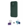 MARSİLYAN™- iPhone 16 Kılıf Yankı Yansıma Özel Seri - Siyah 3D Antistatik Seramik Nano Ekran Koruyucu + Siyah Bilvis Titan Kamera Lens