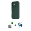 MARSİLYAN™- iPhone 16 Kılıf Yankı Yansıma Özel Seri - Siyah 3D Antistatik Seramik Nano Ekran Koruyucu + Siyah Raze Metal Kamera Lens