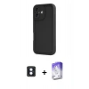 MARSİLYAN™- iPhone 16 Kılıf Yankı Yansıma Özel Seri - Siyah Bilvis 5in1 3D Magic Cam Ekran Koruyucu + Mavi PVD Metal Kamera Lens