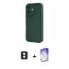 MARSİLYAN™- iPhone 16 Kılıf Yankı Yansıma Özel Seri - Siyah Bilvis 5in1 3D Magic Cam Ekran Koruyucu + Mavi PVD Metal Kamera Lens