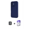 MARSİLYAN™- iPhone 16 Kılıf Yankı Yansıma Özel Seri - Siyah Bilvis 5in1 3D Magic Cam Ekran Koruyucu + Mavi PVD Metal Kamera Lens