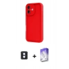 MARSİLYAN™- iPhone 16 Kılıf Yankı Yansıma Özel Seri - Siyah Bilvis 5in1 3D Magic Cam Ekran Koruyucu + Mavi PVD Metal Kamera Lens