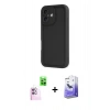 MARSİLYAN™- iPhone 16 Kılıf Yankı Yansıma Özel Seri - Siyah Bilvis 5in1 5D Magic Hayalet Cam Ekran Koruyucu + Raze Metal Kamera Lens - PE