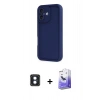 MARSİLYAN™- iPhone 16 Kılıf Yankı Yansıma Özel Seri - Siyah Bilvis 5in1 5D Magic Hayalet Cam Ekran Koruyucu + Mavi PVD Metal Kamera Lens