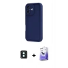MARSİLYAN™- iPhone 16 Kılıf Yankı Yansıma Özel Seri - Siyah Bilvis 5in1 5D Magic Hayalet Cam Ekran Koruyucu + PVD Metal Kamera Lens - YL